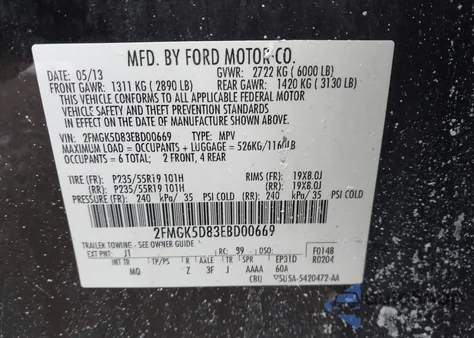 2014 Ford Flex Limited z USA, uszkodzony, nr VIN 2FMGK5D83EBD00669